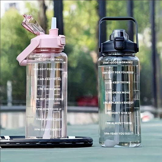 1pc Large Capacity Portable Water Bottle with Time Indicator for Cycling, Running, and Travel - Clear and Easy to Use.