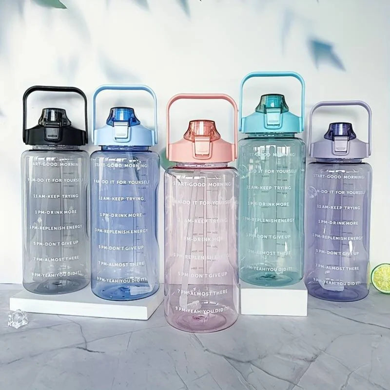 1pc Large Capacity Portable Water Bottle with Time Indicator for Cycling, Running, and Travel - Clear and Easy to Use.