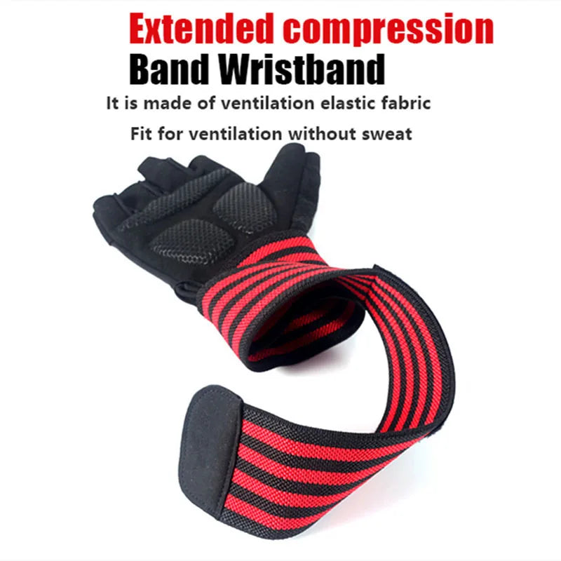 Bodybuilding Gym Training Gloves with Wrist Wraps for Weightlifting - Half Finger Gloves for Men and Women.