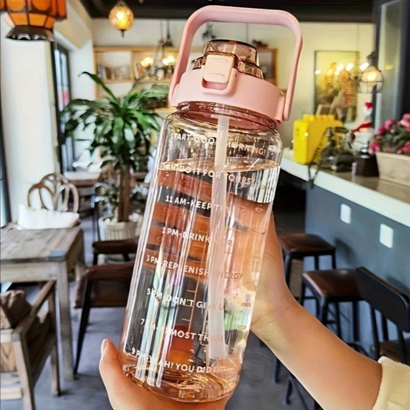 1pc Large Capacity Portable Water Bottle with Time Indicator for Cycling, Running, and Travel - Clear and Easy to Use.